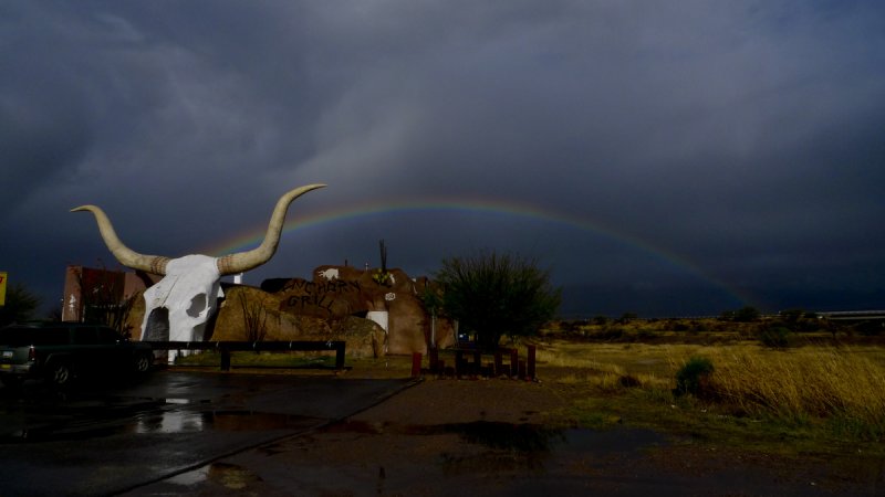 Rainbow over the Longhorn Grill, Arivaca Junction, Arizona, 2009