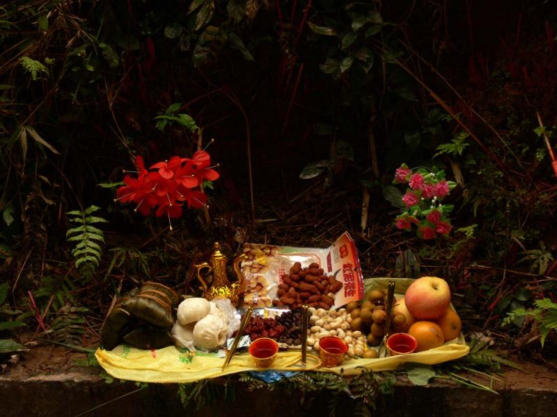 Grave offering, Royal Mausoleum, Guilin, China, 2006