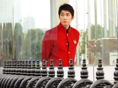 Ticket seller, Pearl Tower, Shanghai, China, 2006