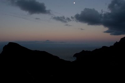 Sunset and moon over Tenerife