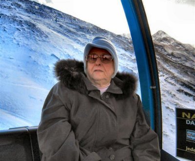 Down from the freezing summit in a funicular car.JPG