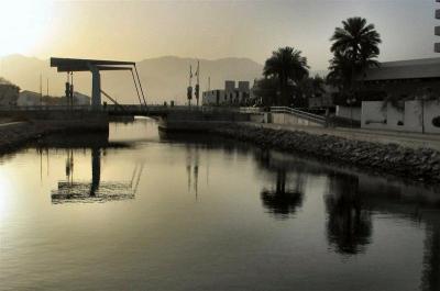 Sunrise On The Marina Canal Eilat.JPG