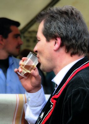 Another gentleman wearing proudly his Swiss costume...