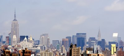 new york city skyline from the brooklyn bridge