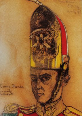 Orang-Blanda - sp in the uniform of the officer of the Pawlow`s Regiment, 1917