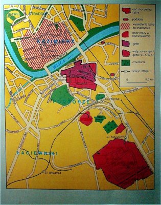 Kazimierz - jewish district,  jewish ghetto in Podgorze and germans concentration camp in Plaszow