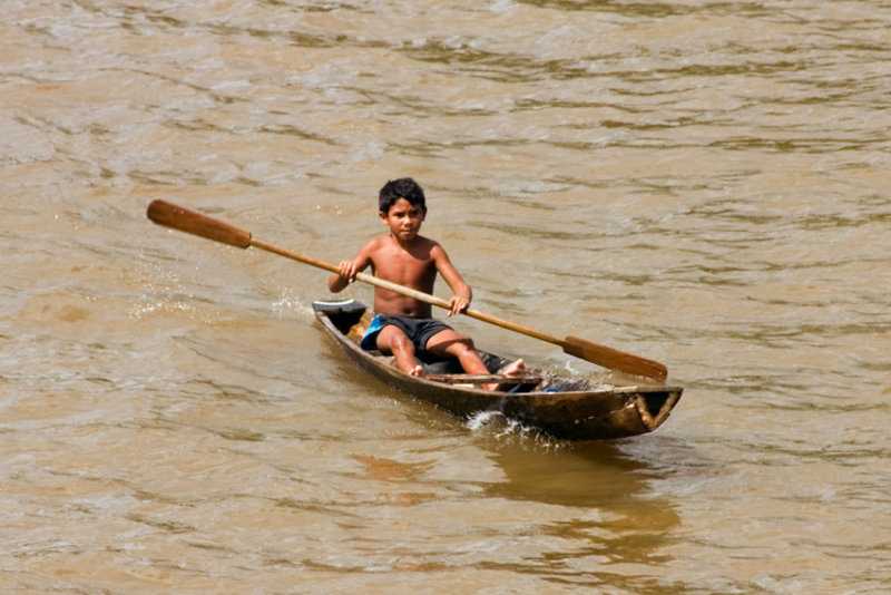 boy in canoe