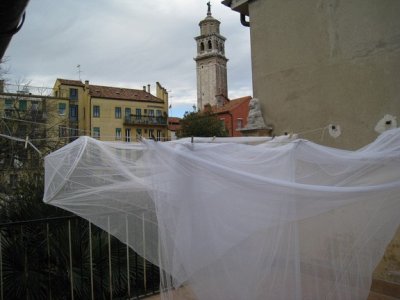 mosquito nets on our terrace