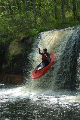 Kayaker Going Over Wolf Creek Falls II