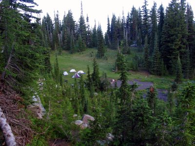 Campers along the PCT near Mt Adams