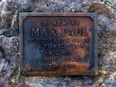 Max Paul 1950 memorial at Reeve's Ranch