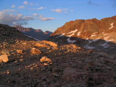 Sunset view south from Muir Pass