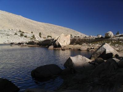 Unnamed lake on southern border of Sequoia National Park, my last campsite on this hike