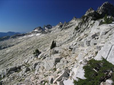 The Alps High Route to Boulder lakes from Man-on-Rock Pass