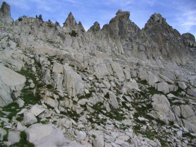 The jagged arete above Canyon Creek along the High Route