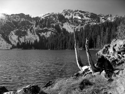 Cliff Lake in black and white