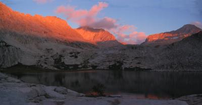 Lower Mills Lake panorama at sunset