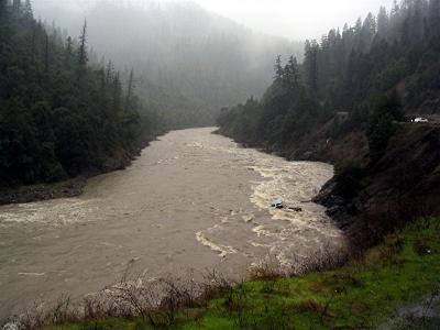 Large gold mining dredge lost in the flood on the Klamath River