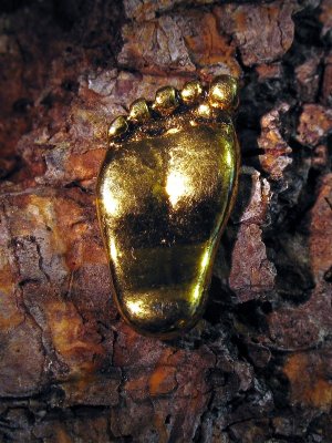 Sasquatch foot print casting in solid gold