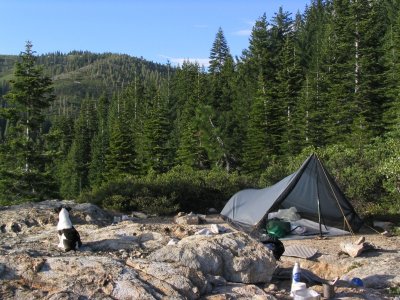 Kelly's first backpacking trip at 9wks
