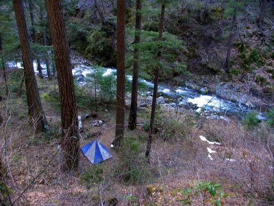 Grider Creek camp near bridge