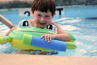 Floating in the pool