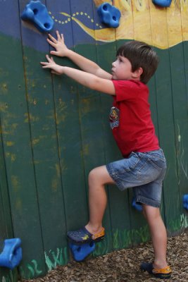 David climbing at the park