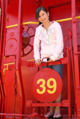 Jacklyn on the caboose