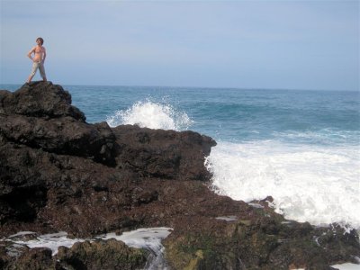 089 - Alex standing above the big Atlantic ocean waves