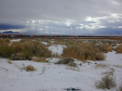 mountain and train farther away