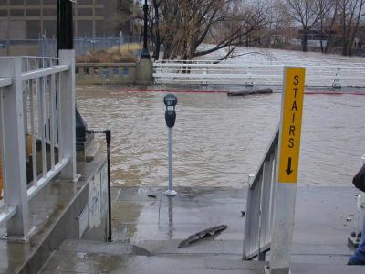 stairs down to flooded street