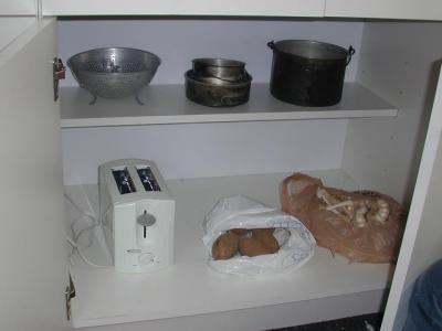 Kitchen under counter, no digging around, see what you need