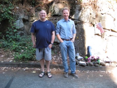 Pete and Scott, photographed at Steve Prefontaine's final resting spot