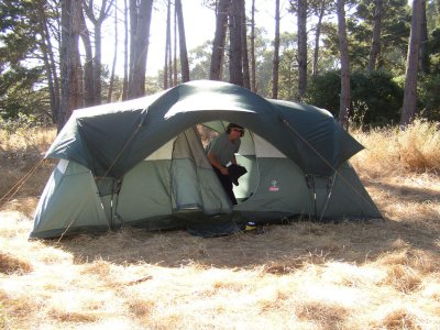 Kate is very happy with our new larger tent
