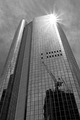 Skyscraper reflection (monochrome print)