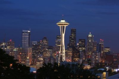 Seattle skyline at twilight