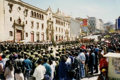 A military parade in La Paz