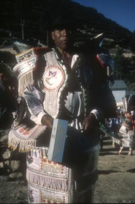 A man in festival costume, Isla del Sol