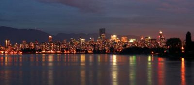 Vancouver at night, panoramic