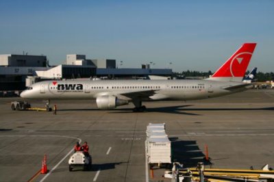 A Northwest Boeing 757 at Sea-Tac airport