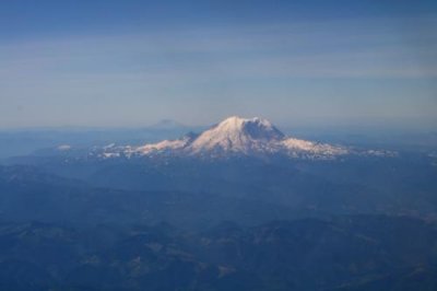 Mt Rainier and Mt St.Helens from the air