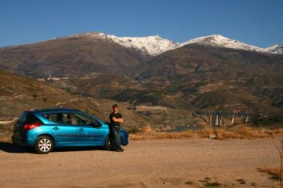 Paul by his car, Sierra Nevada