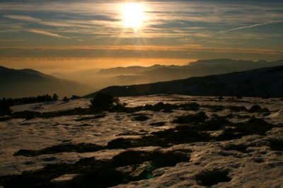 Sun and ice reflection, Sierra Nevada