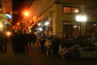 Tangier cafe at night