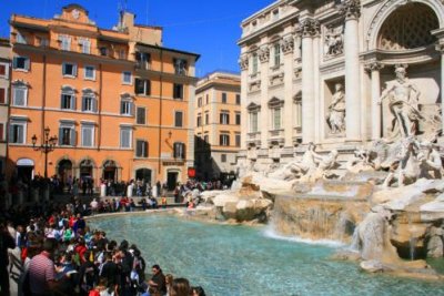 Trevi Fountain and crowds, Rome