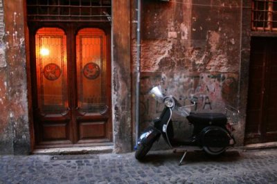 A scooter in an alleyway, Rome