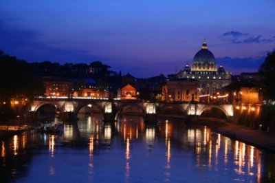 River Tiber and St Peters at twilight