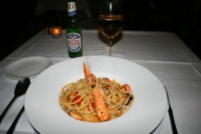 A shrimp bolognese