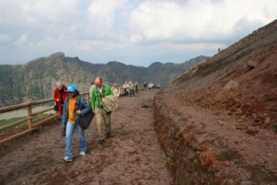 Tourists climbing Vesuvius