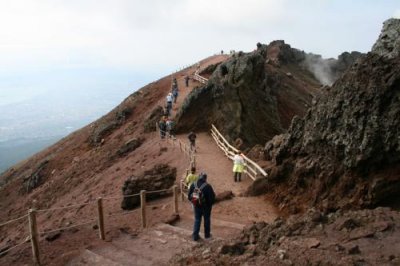 The walkway around Vesuvius crater